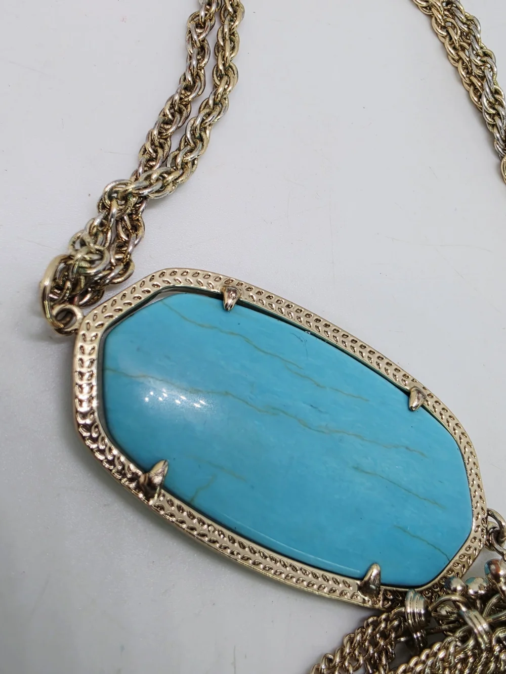 Kendra Scott Rayne Long Tassel Pendant Necklace Gold Tone Turquoise Magnesite